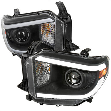 2014-21 Toyota Tundra Retrofit Projector Headlights Led Bar Oe Style Matte Black Housing And Clear Lens