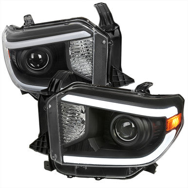 2014-21 Toyota Tundra Oe Retrofit Projector Headlights With Led Bar Matte Black Housing And Clear Lens