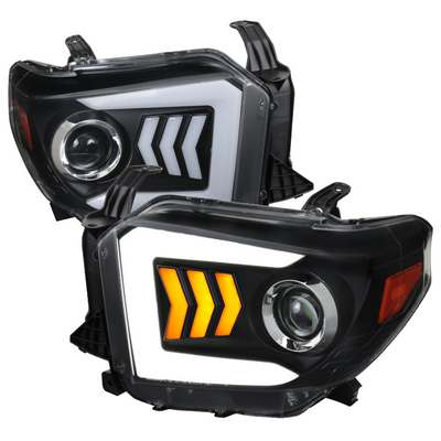 2014-15 Toyota Tundra Projector Headlights-Black- Led Bar Drl