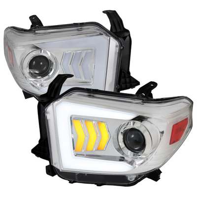 2014-18 Toyota Tundra Projector Headlights-Chrome Led Bar Drl
