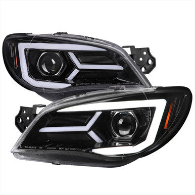 2006-07 Subaru Impreza Wrx Halogen Projector Headlights Chrome Housing Clear Lens - Led Bar Style With Sequential Turn Signal - For Factory Halogen Headlight Only