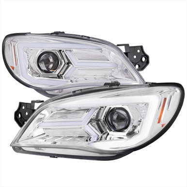 2006-07 Subaru Impreza Wrx Halogen Projector Headlights Chrome Housing Clear Lens - Led Bar Style With Sequential Turn Signal - For Factory Halogen Headlight Only