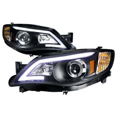 2008-13 Subaru Impreza Black Housing Projector Headlights With Led DRL Strip