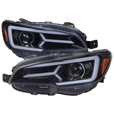 2015-21 Subaru Impreza Wrx Projector Headlights Drl Led Bar Glossy Black Housing Smoked Lens -Switchback And Sequential Turn Signal (For Factory Halogen Headlight Without Led Drl Models Only)
