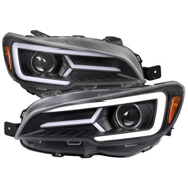 2015-21 Subaru Impreza Wrx Projector Headlights Drl Led Bar Matte Black Housing Clear Lens -Switchback And Sequential Turn Signal (For Factory Halogen Headlight Without Led Drl Models Only)
