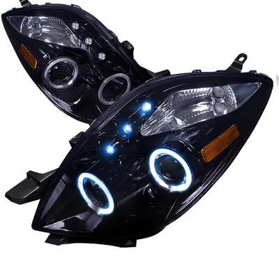 2006-08 Toyota Yaris Halo Projector Headlight Smoked Lens Gloss Black Housing