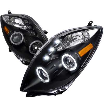 2006-08 Toyota Yaris 3DR Dual Halo LED Projector Headlights, Black