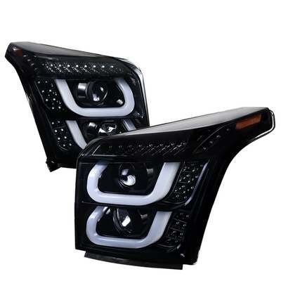 2015-18 GMC Yukon Projector Headlights- Glossy Black With Tinted Lens
