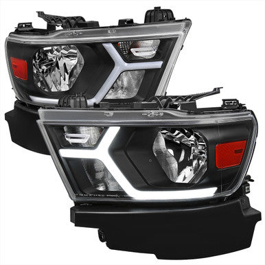 2019-22 Dodge Ram 1500 Drl Led Bar Headlights Matte Black Housing Clear Lens Amber Reflector - Uses Stock H11 And 9005 Bulbs For Low And High Beam 7443Na Signal Bulbs Included