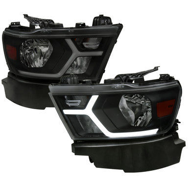 2019-22 Dodge Ram 1500 Drl Led Bar Headlights Matte Black Housing Smoked Lens Amber Reflector - Uses Stock H11 And 9005 Bulbs For Low And High Beam 7443Na Signal Bulbs Included