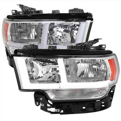 2019-22 Dodge Ram 2500 3500 Headlight With Drl Light Bar Chrome Housing And Clear Lens