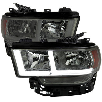 2019-22 Dodge Ram 2500 3500 Headlight With Drl Light Bar Chrome Housing And Smoked Lens