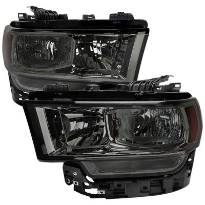 2019-24 Dodge Ram 2500 3500 Oe Halogen Headlights With Chrome Housing Smoked Lens And Amber Reflector