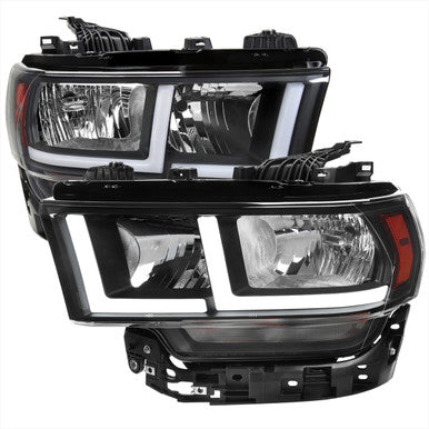 2019-22 Dodge Ram 2500 3500 Headlight With Drl Light Bar Matte Black Housing And Clear Lens