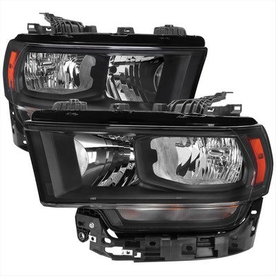 2019-24 Dodge Ram 2500 3500 Oe Halogen Headlights With Matte Black Housing Clear Lens And Amber Reflector
