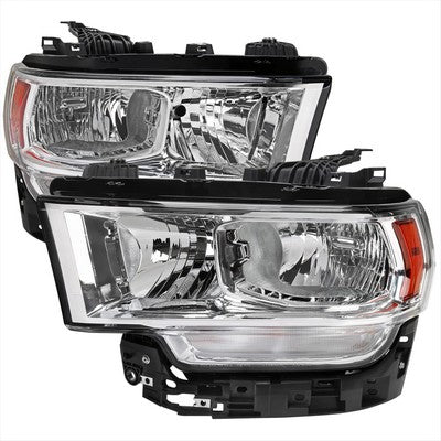 2019-24 Dodge Ram 2500 3500 Oe Halogen Headlights With Chrome Housing Clear Lens And Amber Reflector