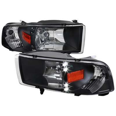 1994-01 Ram Euro Clear 1pc LED Euro Headlights, Black