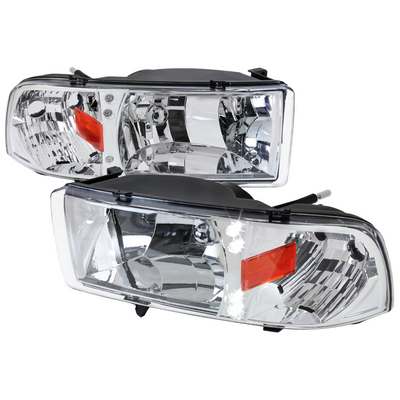 1994-01 Ram Euro Clear 1pc LED Euro Headlights, Chrome