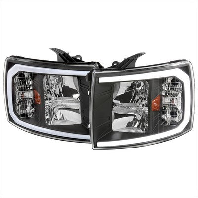 2007-13 Silverado 1500 Oe Style Headlights With Led Bar Matte Black Housing And Clear Lens