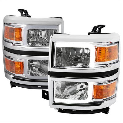 2014-15 Chevrolet Silverado 1500 1500 Led Bar Headlights With Chrome Housing And Clear Lens - Oe Style