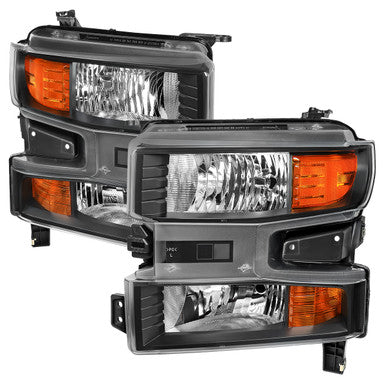 2019-21 Chevrolet Silverado 1500 1500 Oe Headlights Halogen Models Black Housing Clear Lens - No Bulbs Included