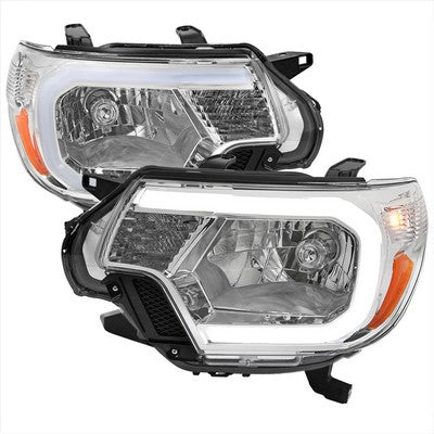 2012-15 Toyota Tacoma Oe Headlight With Led Bar Chrome Housing And Clear Lens
