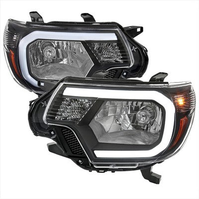 2012-15 Toyota Tacoma Oe Headlight With Led Bar Matte Black Housing And Clear Lens