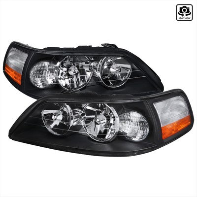 2005-11 Lincoln Town Car Matte Black Housing - Clear Lens - Amber Reflectors