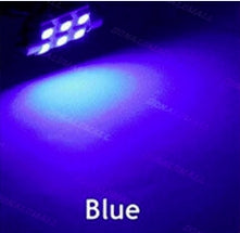 3175 LED Festoon style dome lamp bulb, 1.6 inches long (40.5mm), BLUE, Single Bulb