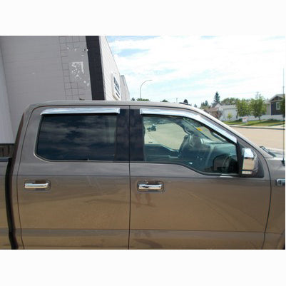 2015-23 F150, 2017-23 Superduty front window ventvisors, chrome