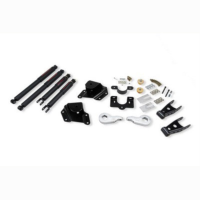 2005-06 Silverado/Sierra 1500 (2wd ext cab/sb with torsion bar suspension) 1 or 2 inch Front/4 inch Rear Lowering Kit with ND2 shocks