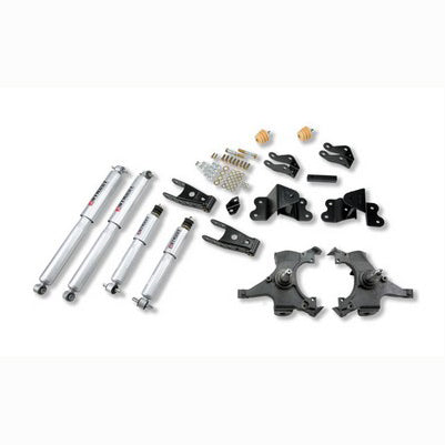 1990-94 Chev 454SS or 1988-98 C2500 6 lug 2 inch F/4 inch R drop Lowering Kit, With Sp Shocks