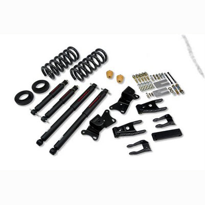 1990-96 C2500 8 lug/C3500 Ext and Crew Cab 1 or 2 inch Front/4 inch Rear lowering kit With ND2 Shocks