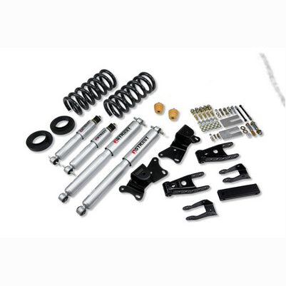 1990-96 C2500 8 lug/C3500 Ext and Crew Cab 1 or 2 inch Front/4 inch Rear lowering kit With SP Shocks