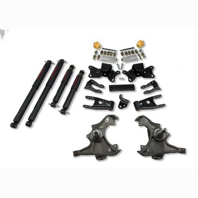 1989-96 C2500 6 lug/C3500 Ext and Crew Cab 3 inch Front/4 inch Rear lowering kit With ND2 Shocks