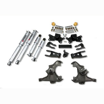 1989-96 C2500 6 lug/C3500 Ext and Crew Cab 3 inch Front/4 inch Rear lowering kit With SP Shocks