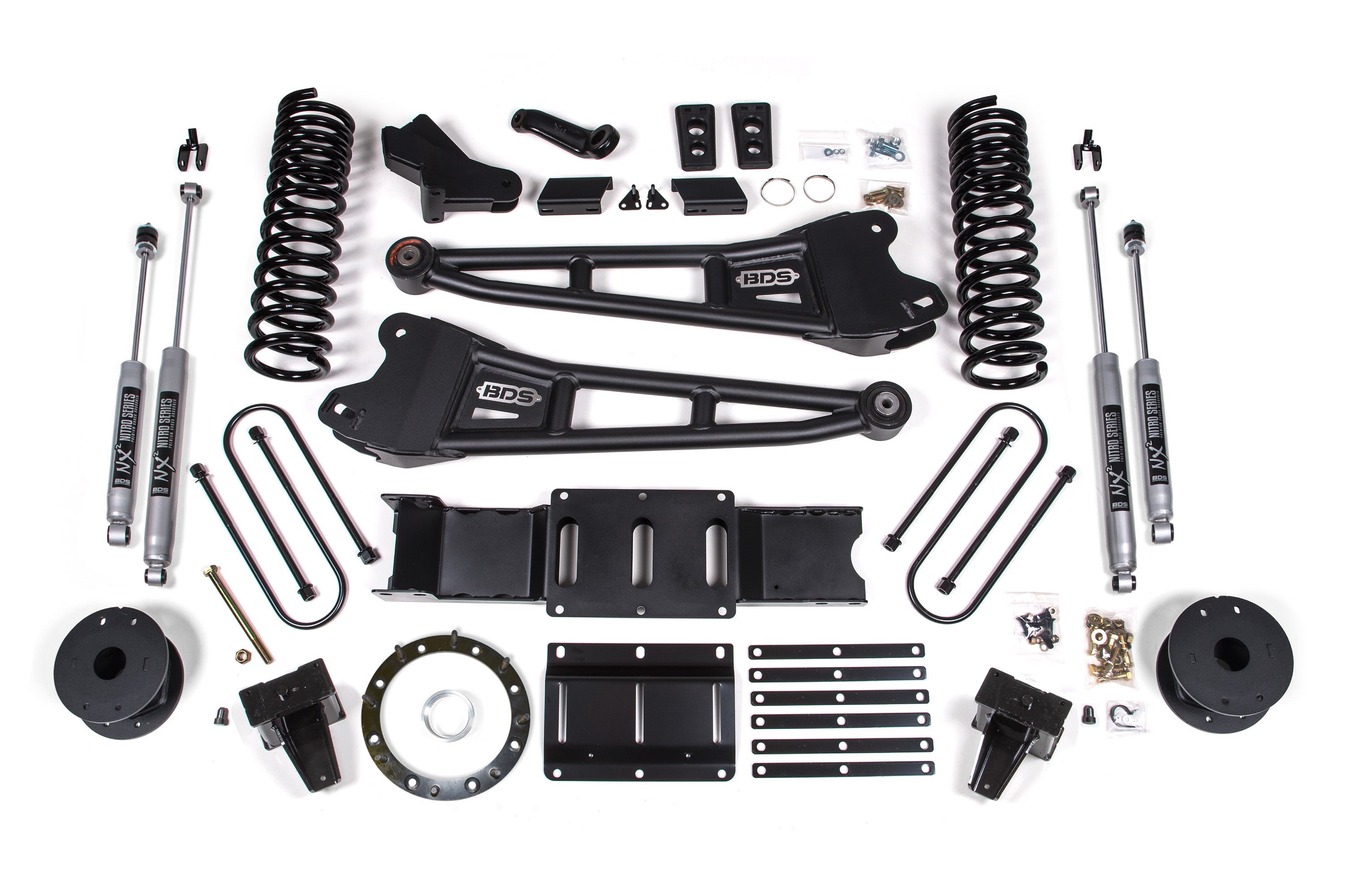 2019-24 Ram 3500 Diesel w/rear air 6 inch Radius Arm Lift Kit - 5 inch Rear Block - 8 bolt T-Case - NX2 Shocks