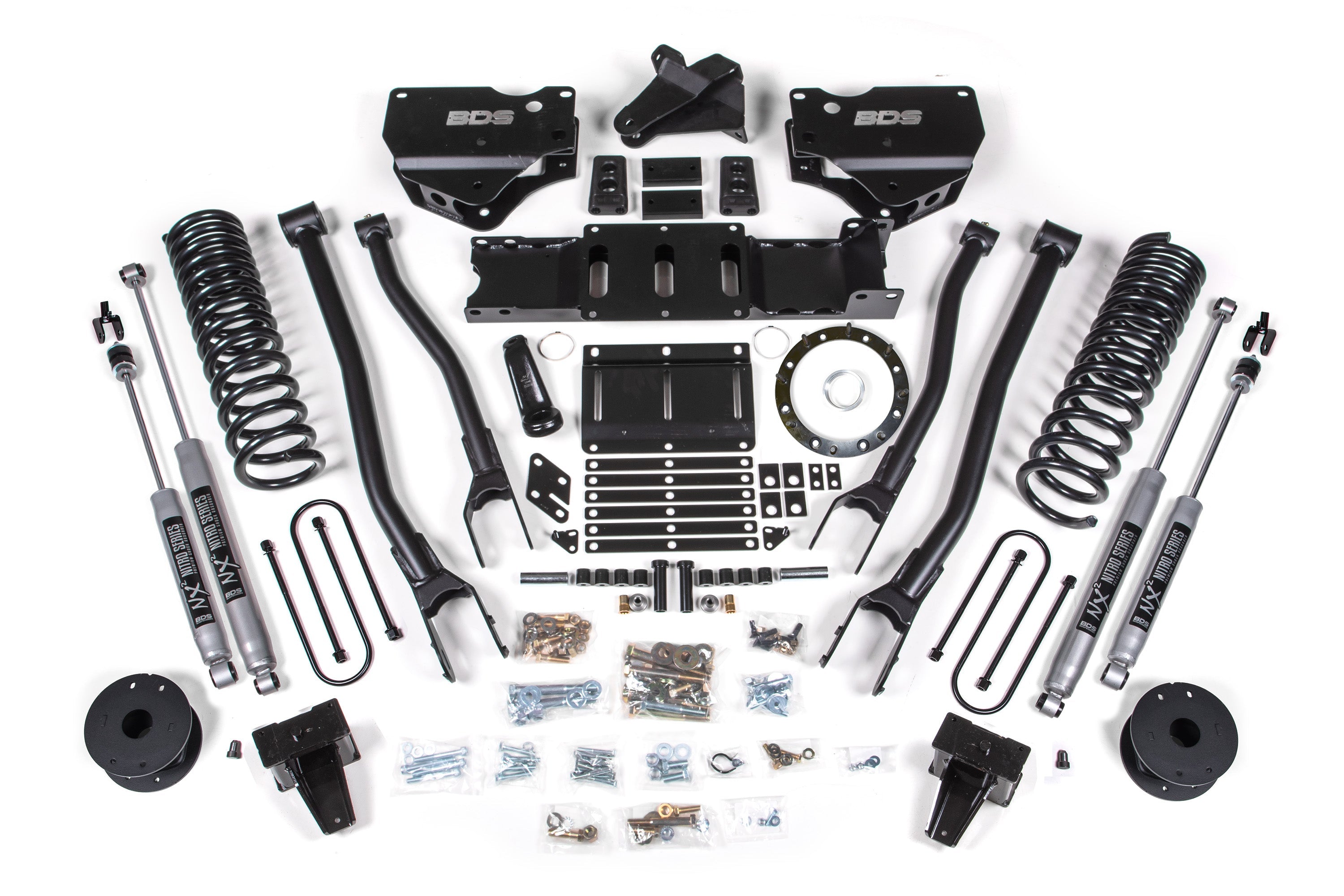 2019-24 Ram 3500 Diesel 6 inch 4-Link Lift Kit- 5 inch Rear Block with Air Bag - 8 Bolt T-Case - NX2 Shocks