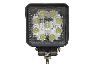 Square 27 watt LED work lights with pigtail
