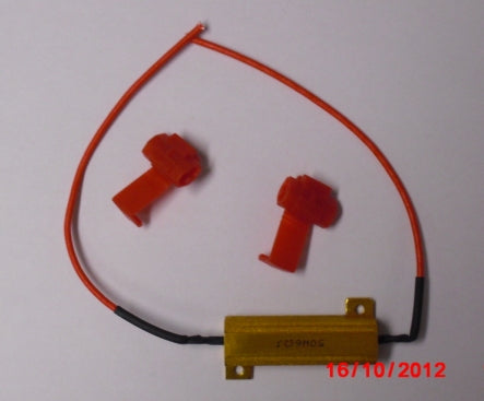 Load resistor, 6 ohm 50 watt, single. Solves light out and fast signal light flashing