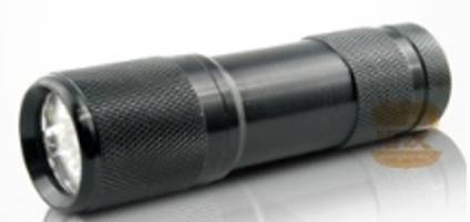 Mini Ultraviolet LED flashlight with 9 LEDs, black