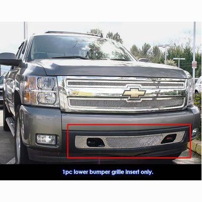 2007-10 Chevy Silverado 1500 Lower Bumper Grille, Stainless Steel Mesh, Chrome