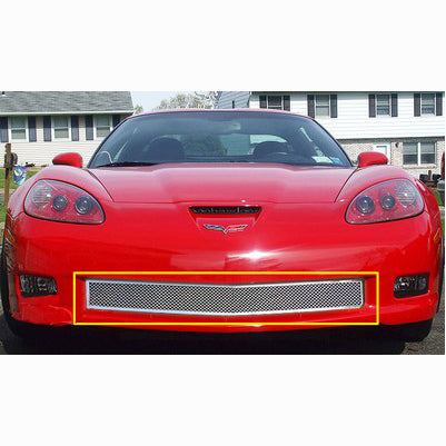 2006-10 Chevy Corvette Z06 Lower Bumper Grille, Stainless Steel Mesh, Chrome
