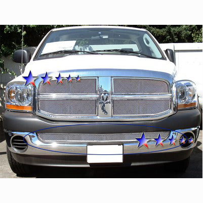 2002-08 Dodge Ram Regular Model (Tow Hook Must Be Removed) Lower Bumper Grille, Stainless Steel Mesh, Chrome Regular Model (Tow Hook Must Be Removed)