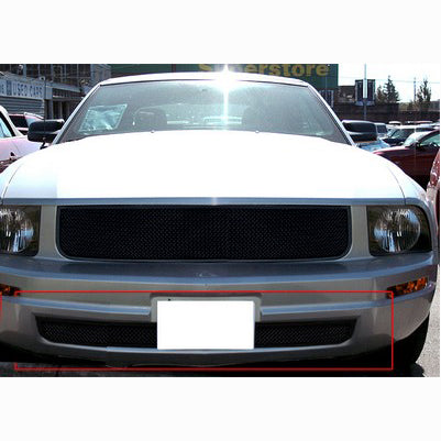 2005-09 Ford Mustang V6 Lower Bumper Grille, Stainless Steel Mesh, Black Powder Coated