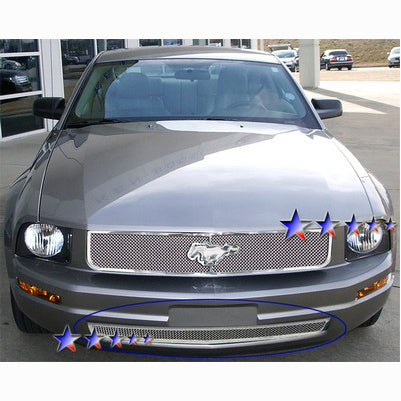 2005-09 Ford Mustang V6 Lower Bumper Grille, Stainless Steel Mesh, Chrome