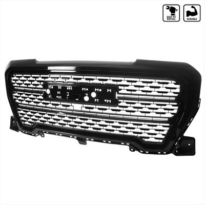 Gloss Black Front Grille With Grey Frame For 2019-2021 GMC Sierra 1500
