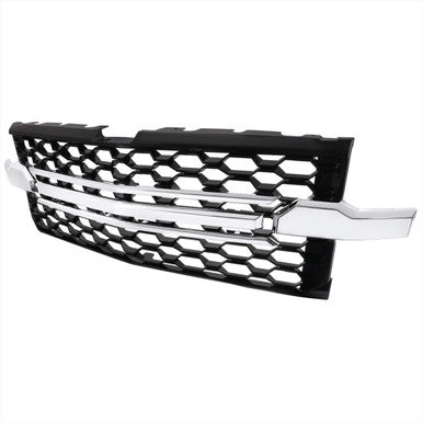 2019-22 Chevrolet Silverado 1500 1500 Grille Chrome With Glossy Black (Work Truck / Custom / Custom Trail Boss Model)