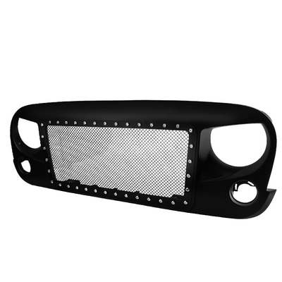 2007-16 Jeep Wrangler Matte Black Front Grille