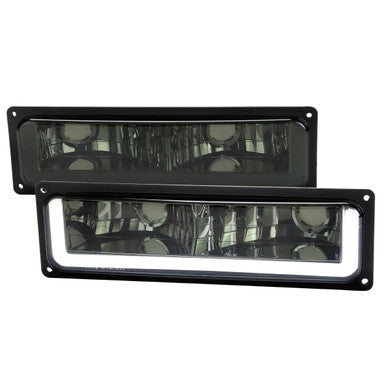 1988-98 Chevrolet Chev C/K Truck Bumper Light Chrome Housing And Smoked Lens With Led Bar